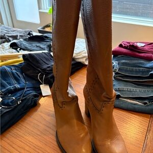 Tory Burch Tan Leather Heeled Boots